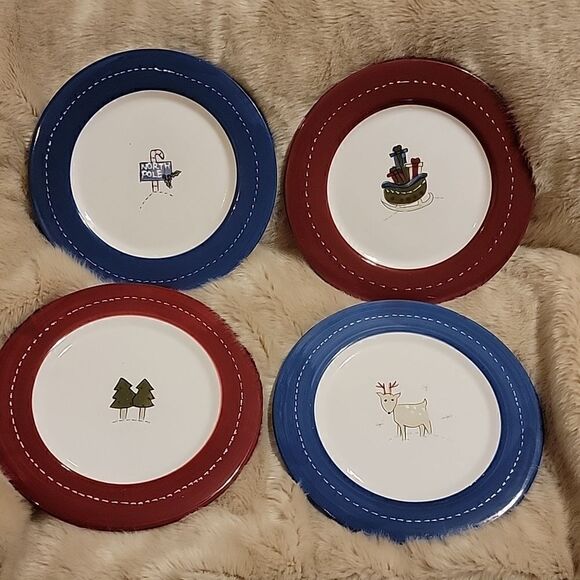 SET OF 4 WINTER APPETIZER PLATES - Picture 1 of 7